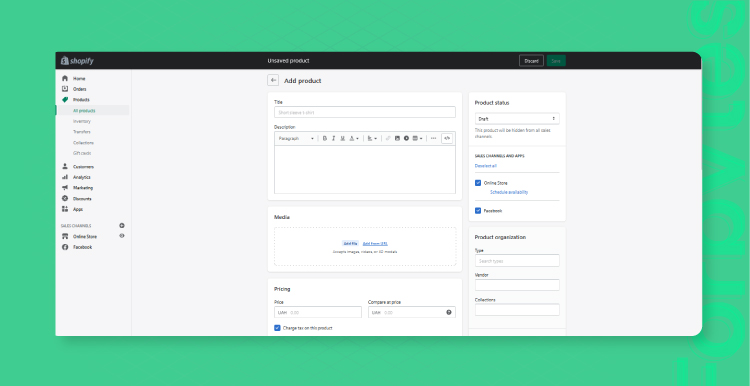 Shopify screenshot 
