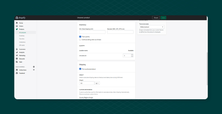 Shopify screenshot 
